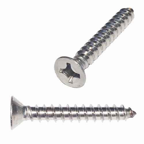 FPTS1012S #10 X 1/2" Flat Head, Phillips, Tapping Screw, 18-8 Stainless